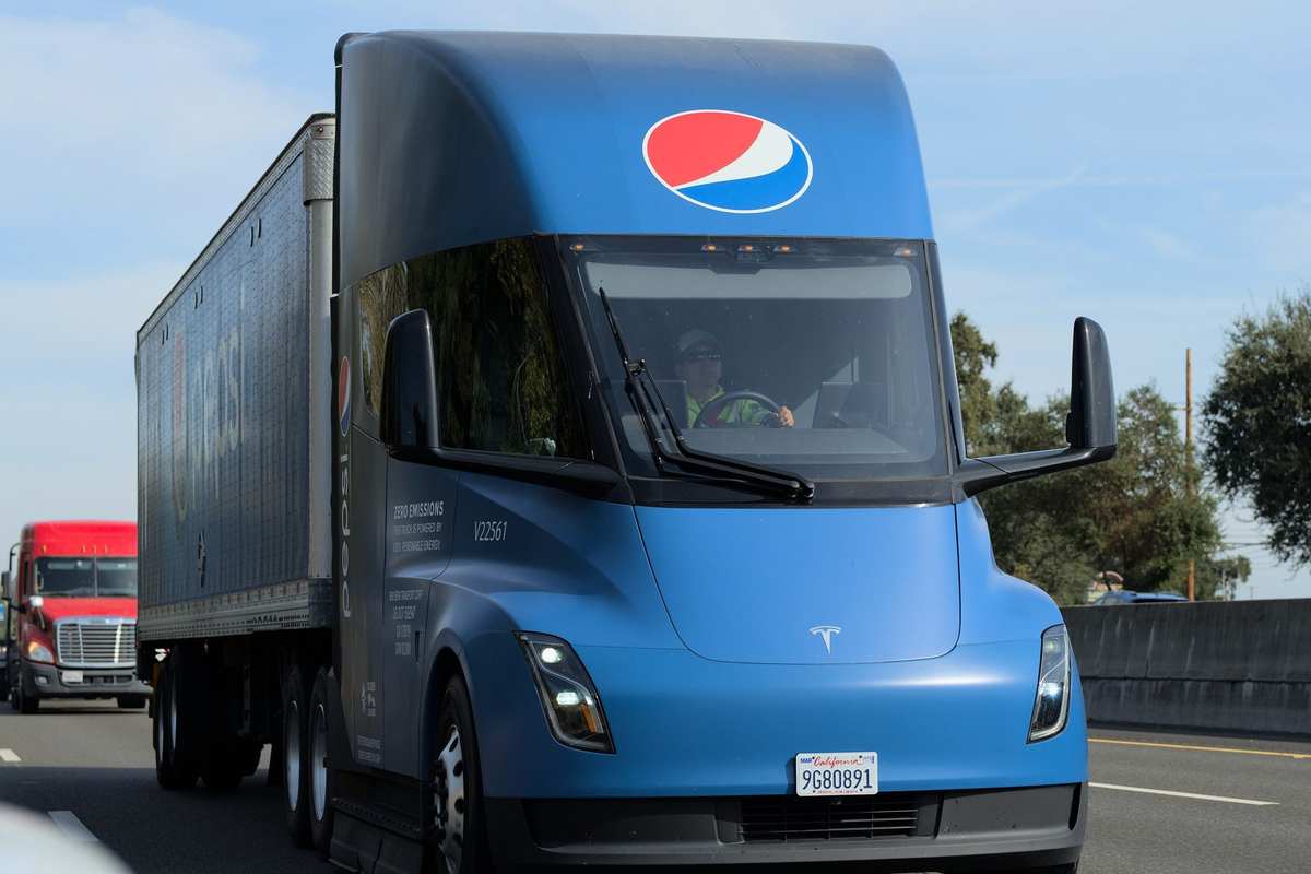 A production Tesla Semi on the road near Sacramento (illustrative image)